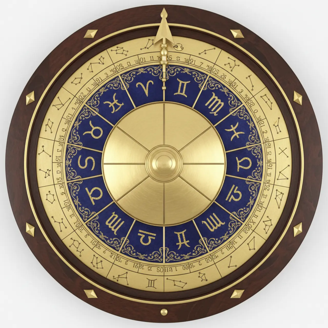 Ruota della Roulette di Galileo con segni zodiacali